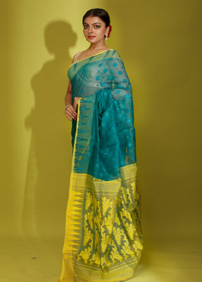 Green Tant Cotton Saree Without Blouse Piece - Indian Silk House Agencies