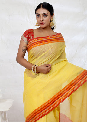 Yellow Cotton Saree With Blouse Piece - Indian Silk House Agencies