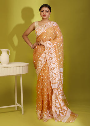 Orange Tant Cotton Saree Without Blouse Piece - Indian Silk House Agencies