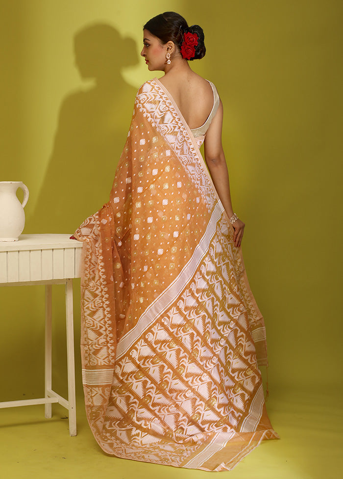 Orange Tant Cotton Saree Without Blouse Piece - Indian Silk House Agencies