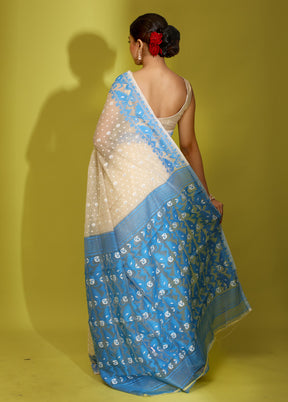 Cream Tant Cotton Saree Without Blouse Piece - Indian Silk House Agencies