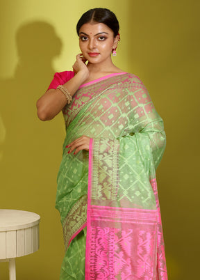 Green Tant Cotton Saree Without Blouse Piece - Indian Silk House Agencies