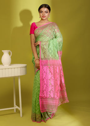 Green Tant Cotton Saree Without Blouse Piece - Indian Silk House Agencies