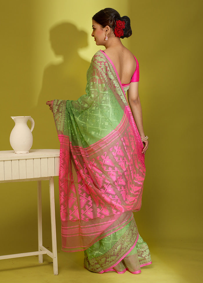 Green Tant Cotton Saree Without Blouse Piece - Indian Silk House Agencies