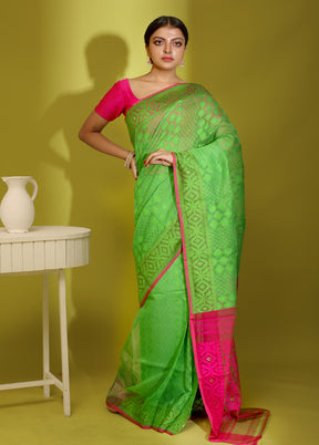 Green Tant Cotton Saree Without Blouse Piece - Indian Silk House Agencies