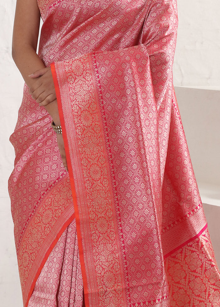 Pink Katan Pure Silk Saree With Blouse Piece - Indian Silk House Agencies