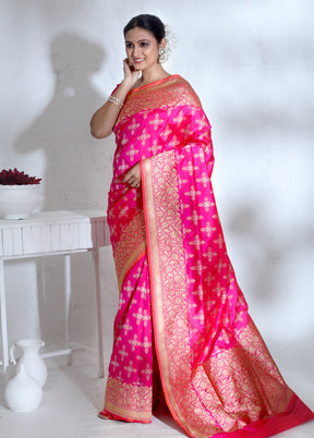 Pink Katan Pure Silk Saree With Blouse Piece - Indian Silk House Agencies