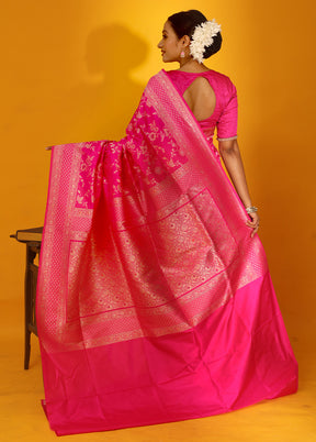 Pink Katan Pure Silk Saree With Blouse Piece - Indian Silk House Agencies