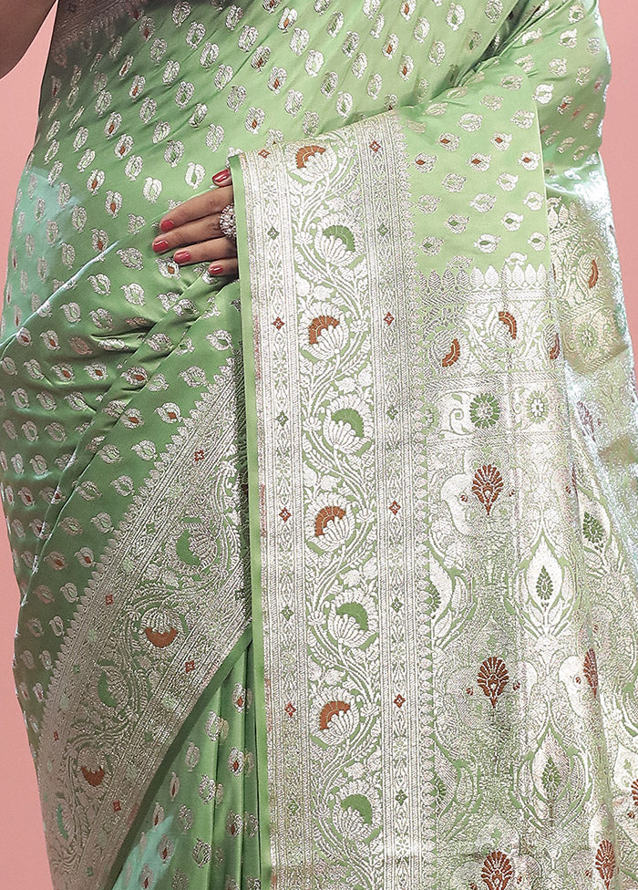 Green Banarasi Silk Saree With Blouse Piece - Indian Silk House Agencies