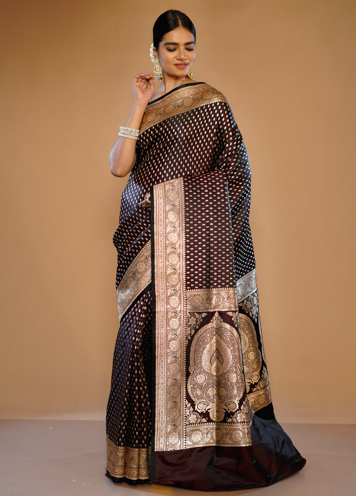 Brown Banarasi Silk Saree With Blouse Piece - Indian Silk House Agencies