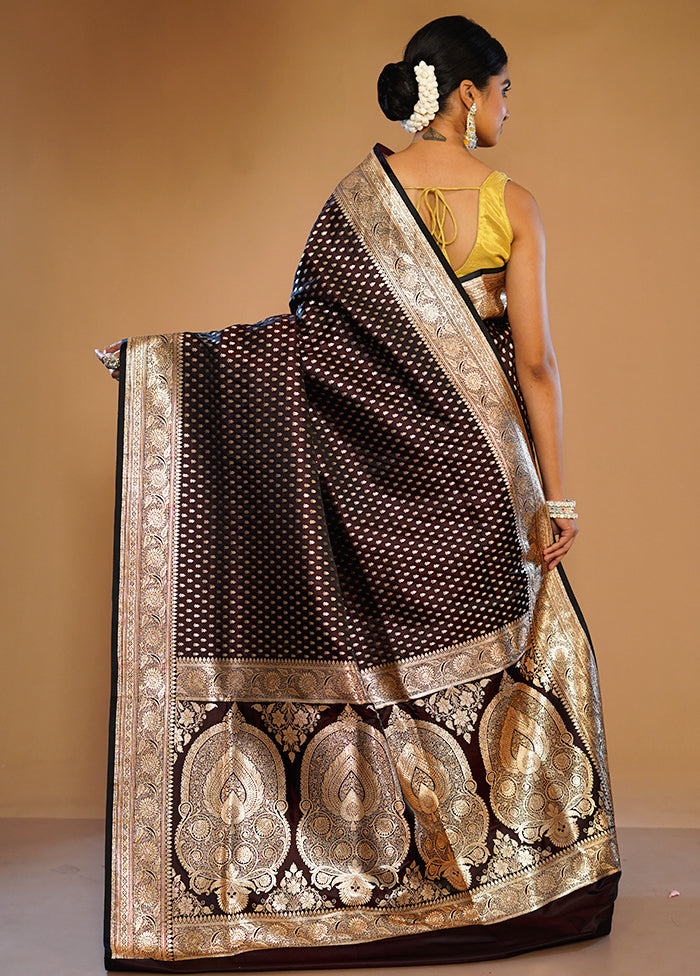 Brown Banarasi Silk Saree With Blouse Piece - Indian Silk House Agencies
