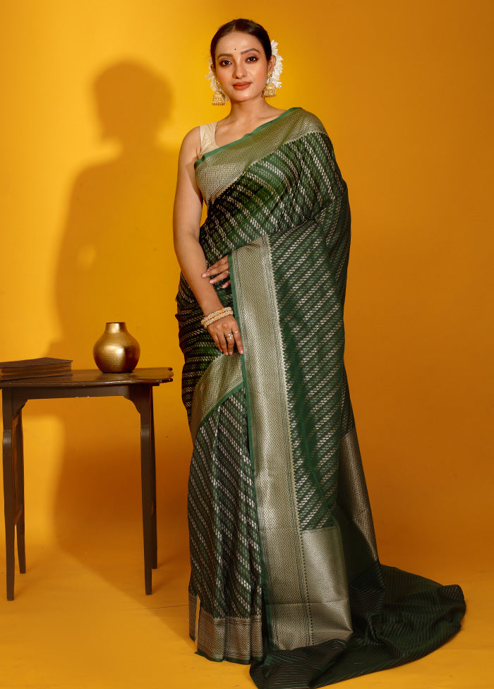 Green Uppada Silk Saree With Blouse Piece - Indian Silk House Agencies