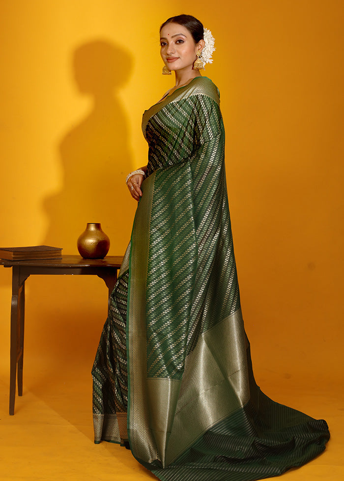 Green Uppada Silk Saree With Blouse Piece - Indian Silk House Agencies