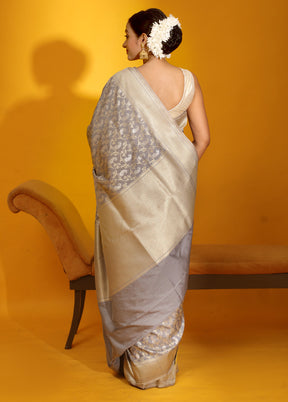 Grey Uppada Silk Saree With Blouse Piece - Indian Silk House Agencies