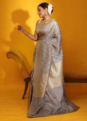 Grey Uppada Silk Saree With Blouse Piece - Indian Silk House Agencies