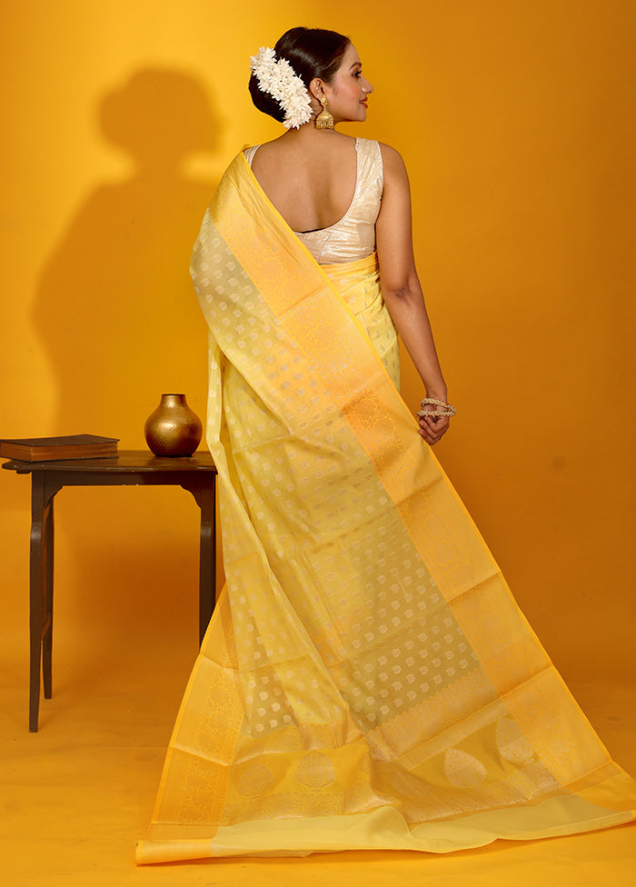 Yellow Kora Silk Saree With Blouse Piece - Indian Silk House Agencies