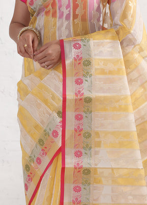 Yellow Organza Saree With Blouse Piece - Indian Silk House Agencies