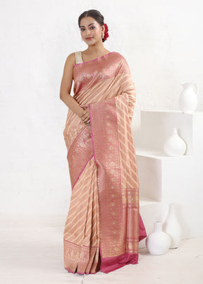 Peach Katan Pure Silk Saree With Blouse Piece - Indian Silk House Agencies