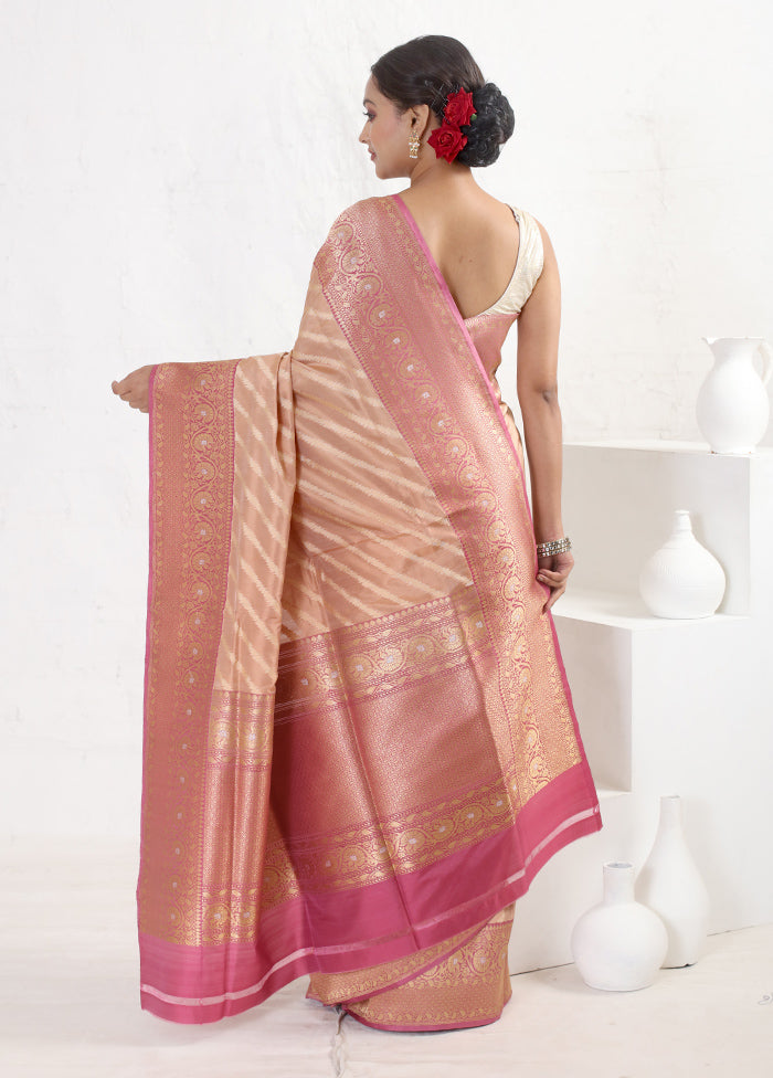 Peach Katan Pure Silk Saree With Blouse Piece - Indian Silk House Agencies