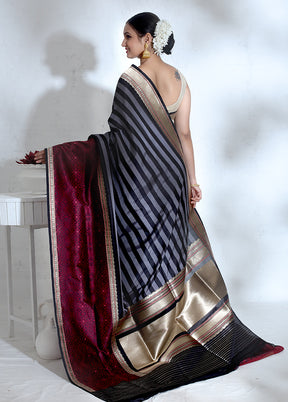 Black Katan Pure Silk Saree With Blouse Piece - Indian Silk House Agencies