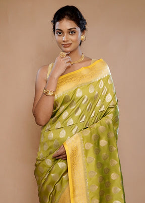 Green Dupion Silk Saree With Blouse Piece - Indian Silk House Agencies