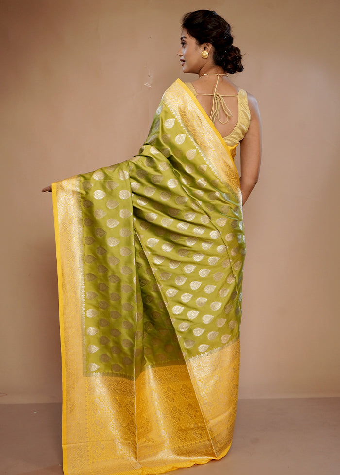 Green Dupion Silk Saree With Blouse Piece - Indian Silk House Agencies