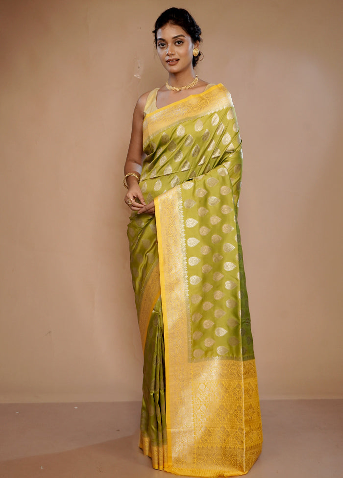 Green Dupion Silk Saree With Blouse Piece - Indian Silk House Agencies