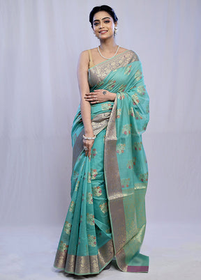 Green Kora Silk Saree With Blouse Piece - Indian Silk House Agencies