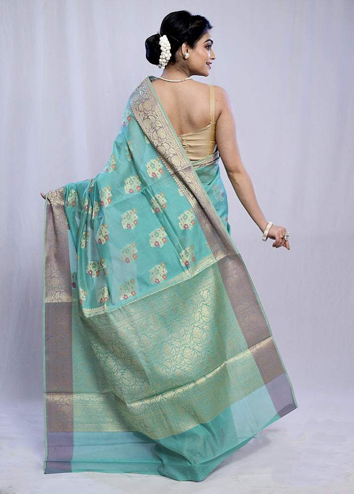 Green Kora Silk Saree With Blouse Piece - Indian Silk House Agencies