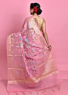 Pink Organza Saree With Blouse Piece - Indian Silk House Agencies