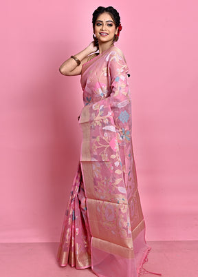 Pink Organza Saree With Blouse Piece - Indian Silk House Agencies