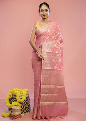 Pink Kora Silk Saree With Blouse Piece - Indian Silk House Agencies