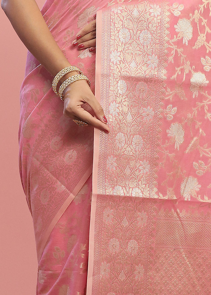 Pink Kora Silk Saree With Blouse Piece - Indian Silk House Agencies