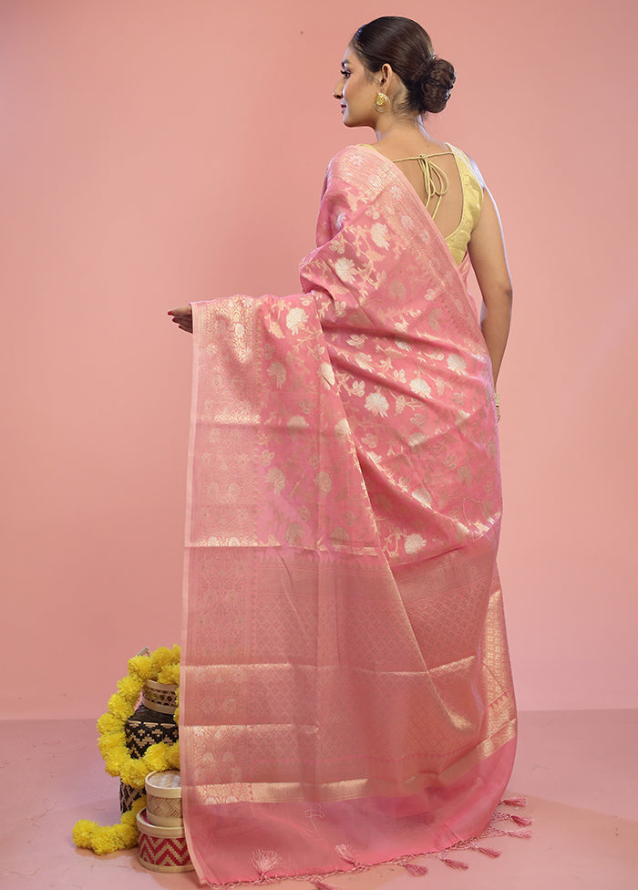 Pink Kora Silk Saree With Blouse Piece - Indian Silk House Agencies