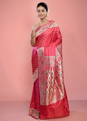 Pink Banarasi Pure Silk Saree With Blouse Piece - Indian Silk House Agencies