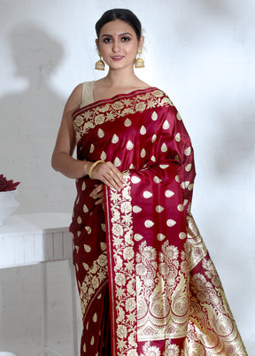 Pink Banarasi Pure Silk Saree With Blouse Piece - Indian Silk House Agencies