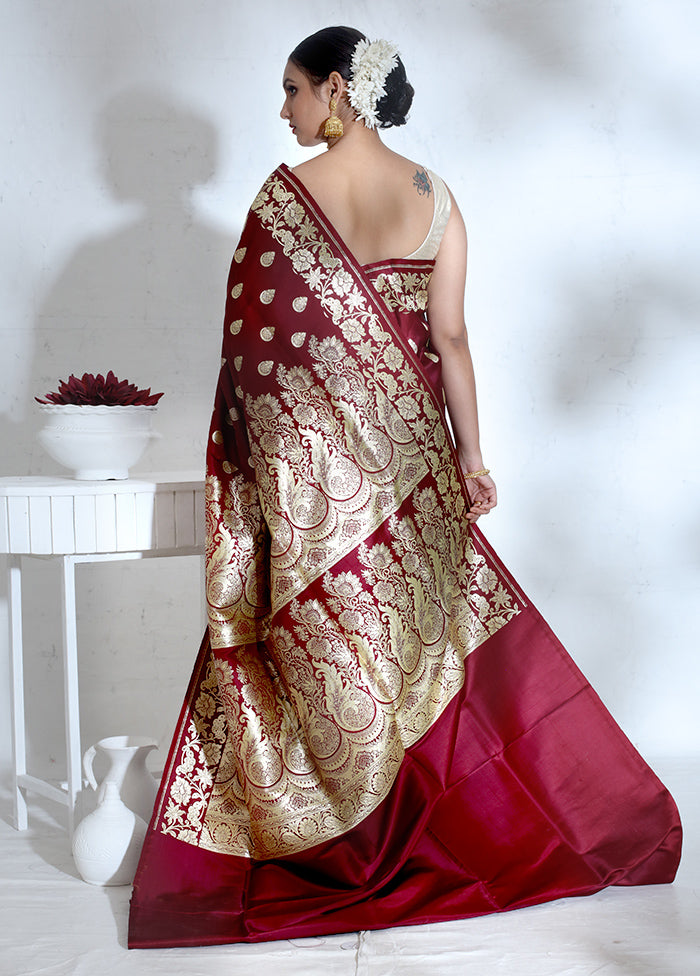 Pink Banarasi Pure Silk Saree With Blouse Piece - Indian Silk House Agencies