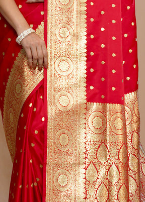 Red Banarasi Silk Saree With Blouse Piece - Indian Silk House Agencies