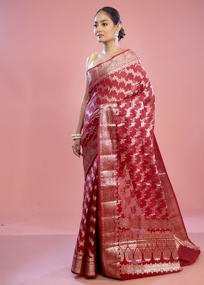 Maroon Kora Silk Saree With Blouse Piece - Indian Silk House Agencies
