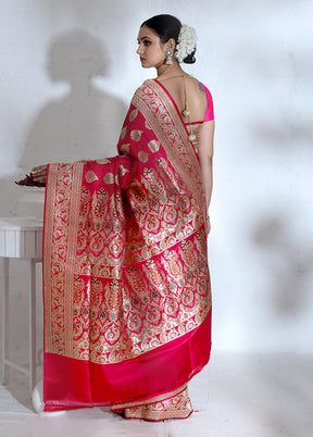 Pink Banarasi Pure Silk Saree With Blouse Piece - Indian Silk House Agencies