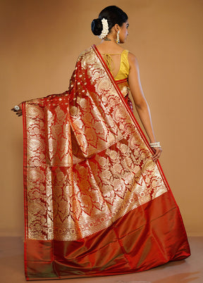 Maroon Banarasi Pure Silk Saree With Blouse Piece - Indian Silk House Agencies