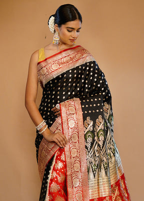 Black Banarasi Pure Silk Saree With Blouse Piece - Indian Silk House Agencies