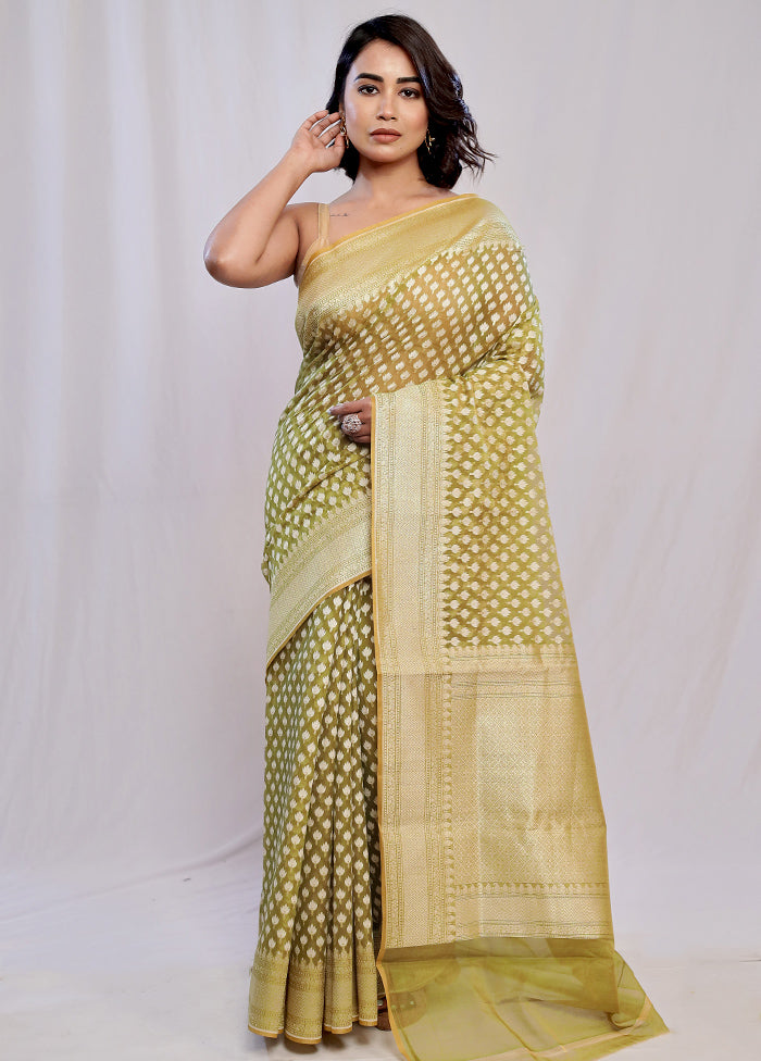 Green Pure Cotton Saree With Blouse Piece - Indian Silk House Agencies