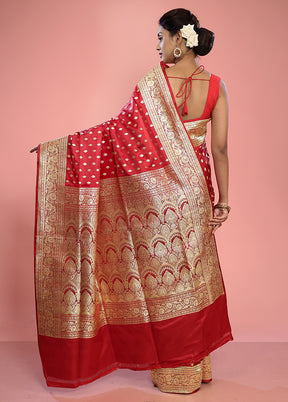 Red Banarasi Pure Silk Saree With Blouse Piece - Indian Silk House Agencies