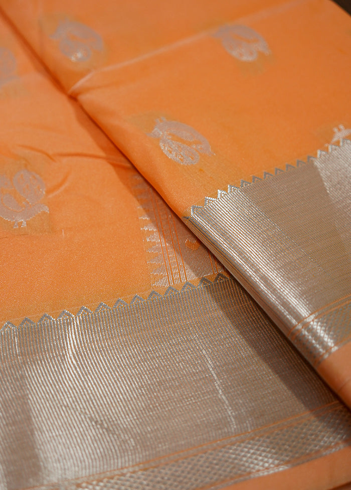 Rust Kanjivaram Silk Saree With Blouse Piece - Indian Silk House Agencies