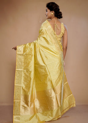 Cream Katan Pure Silk Saree With Blouse Piece - Indian Silk House Agencies