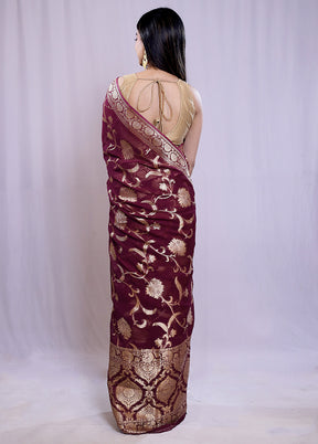 Purple Georgette Saree With Blouse Piece - Indian Silk House Agencies