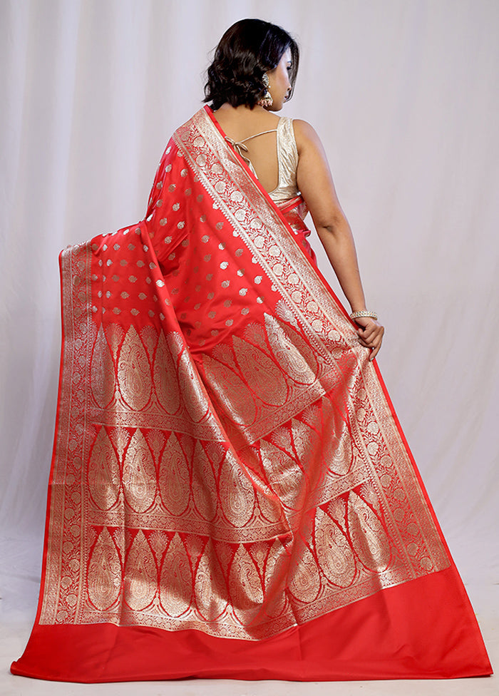 Red Banarasi Silk Saree With Blouse Piece - Indian Silk House Agencies