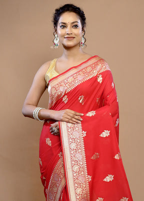 Red Uppada Silk Saree With Blouse Piece - Indian Silk House Agencies