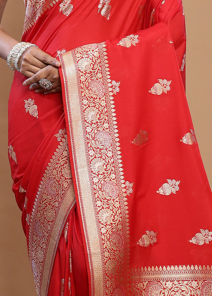 Red Uppada Silk Saree With Blouse Piece - Indian Silk House Agencies